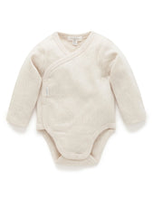 Pointelle Long Sleeve Wrap Bodysuit- Wheat (Various Sizes)