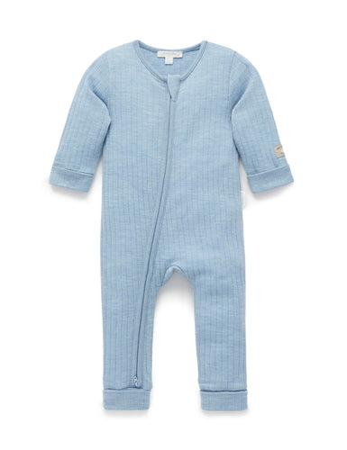 Australian Merino Zip Growsuit Sky