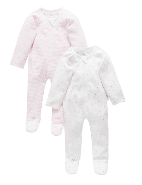 Pale Pink Zip Growsuit (2 pack)