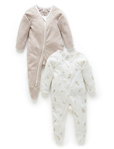 Wattle Bee Zip Growsuit- 2 pack