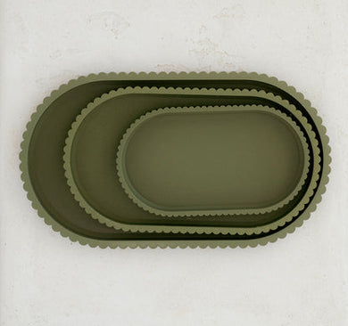 Scalloped Trinket Tray - Moss Green
