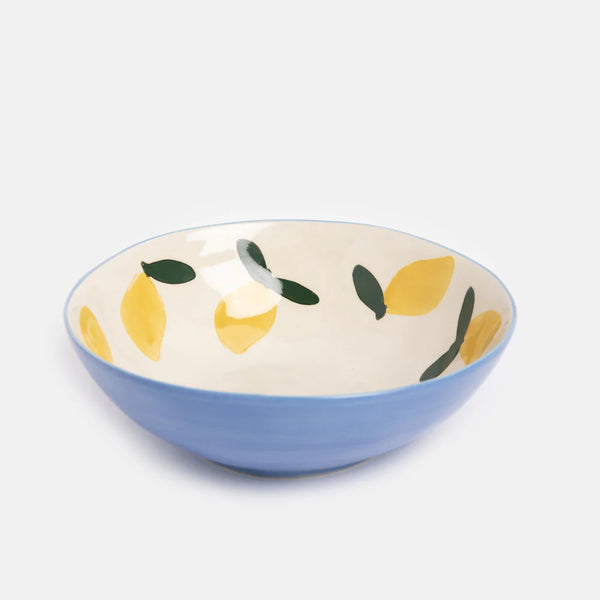 Blue Lemons Stoneware Bowl