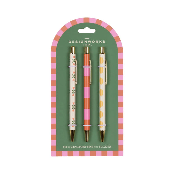 Flower, Stripe, Lemon A Dopo Set Of 3 Pens