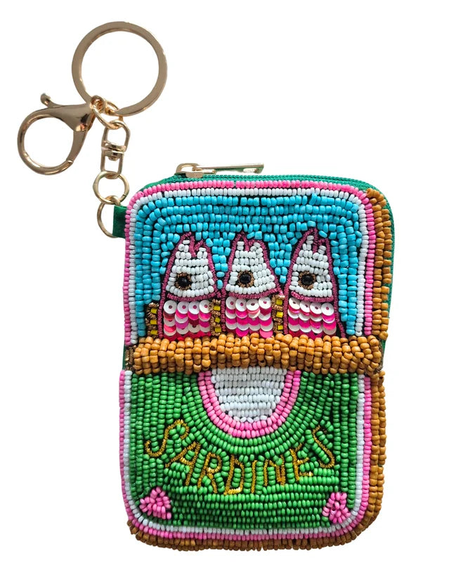 Beaded Keychain Pouch - Sardines