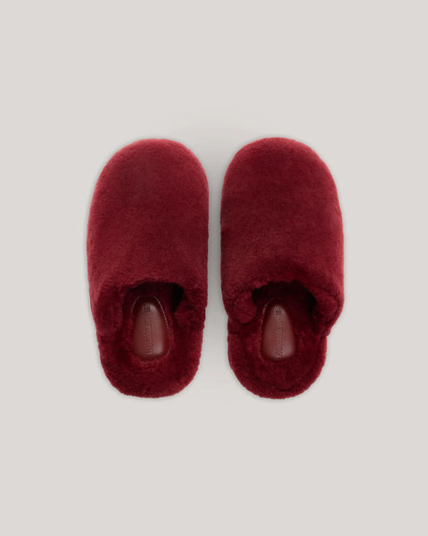 Wine Sheepskin Slippers