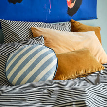 Blue Stripe Velvet Round Cushion