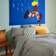 Blue Stripe Velvet Round Cushion