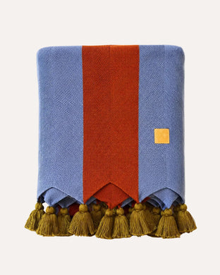 Blue & Burnt Sienna Stripe Throw Blanket