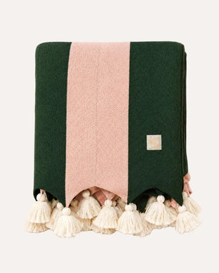 Pink & Green Stripe Throw Blanket