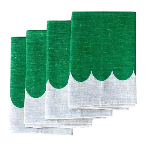 Green Scallop napkins (set of 4) Natural