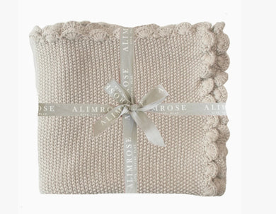 Knit Mini Moss Stitch Baby Blanket Latte