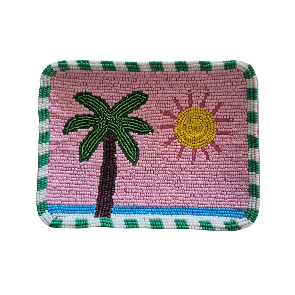 Beaded Tray - Pink Palm