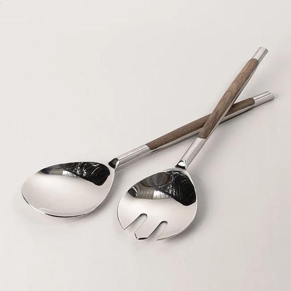 Wood Inlay Salad Server