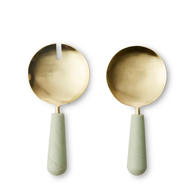 Aries Sage/Brass Resin Salad Server Set