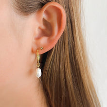 Augusta Gold Hoop + Pearl Earrings
