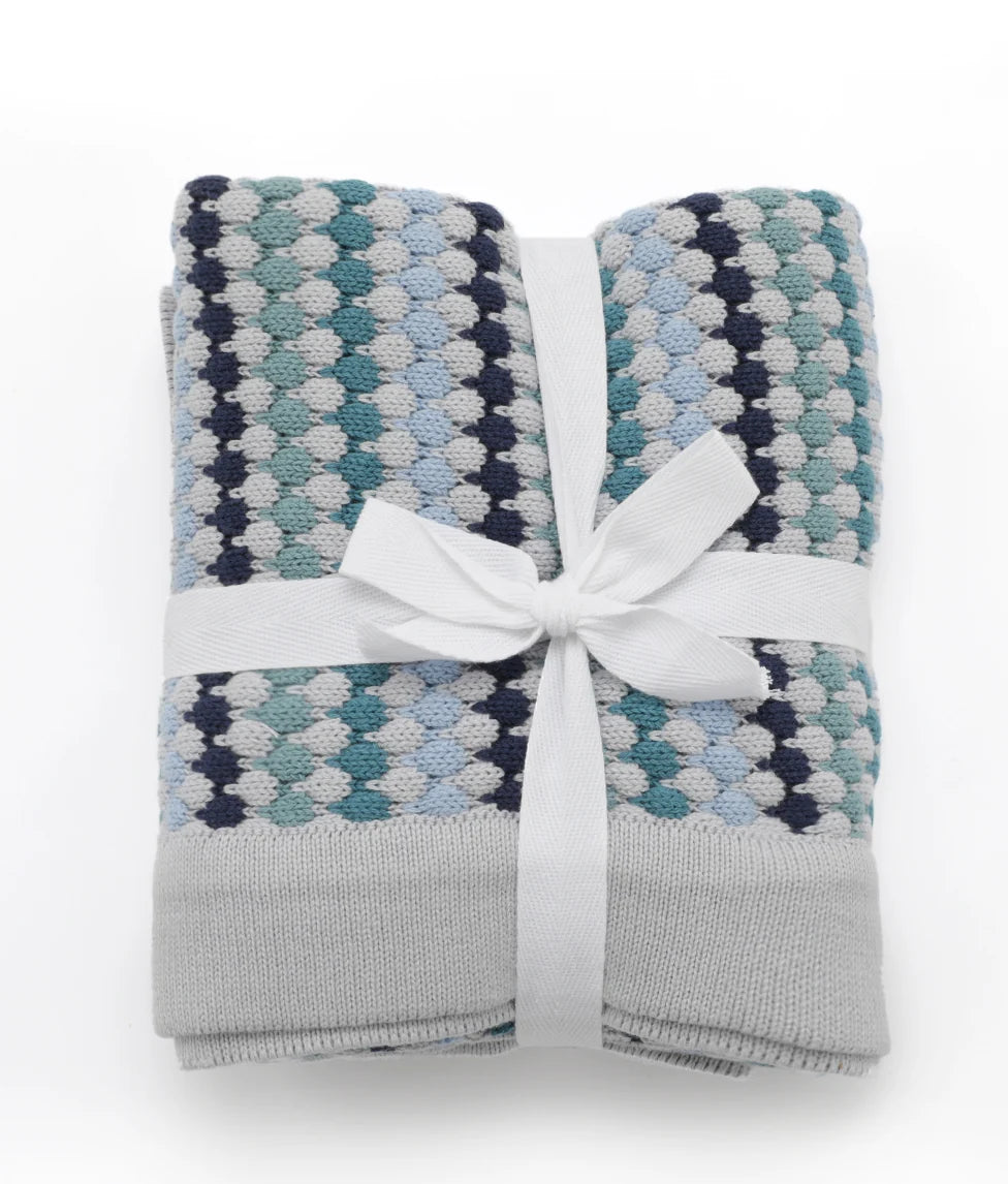 Confetti Stripe Baby Blanket - Blue