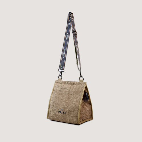 Cross the Sea Jute Cross Body Insulated Lunch Bag - Natural