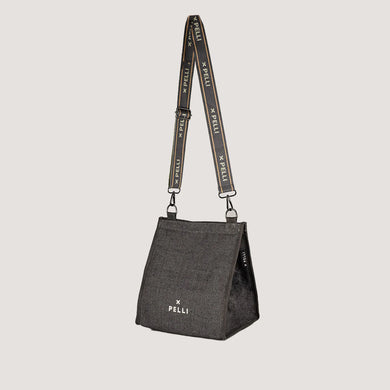 Cross the Sea Jute Cross Body Insulated Lunch Bag - Charcoal Grey