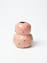 Pink Mini Vase Green Dots