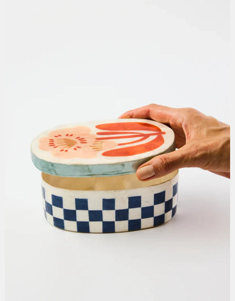 Floral & Navy Check Box