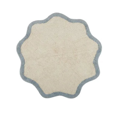 Wesley Cotton Bath Mat - White/Blue