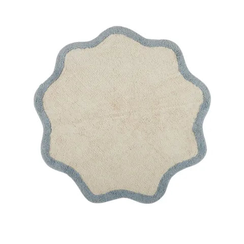 Wesley Cotton Bath Mat - White/Blue