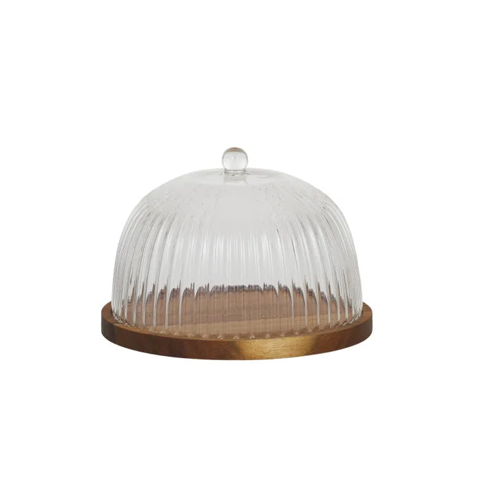 Bosco Glass/ Wood Cheese Dome 22x15cm