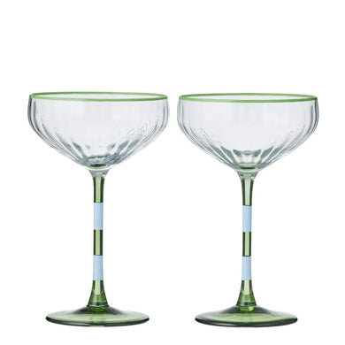 Lena Glass Coupe Duo - Green/Blue