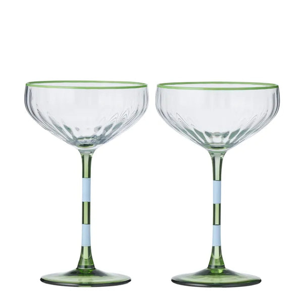 Lena Glass Coupe Duo - Green/Blue