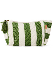 Moss Stripe Velvet Toiletry Bag