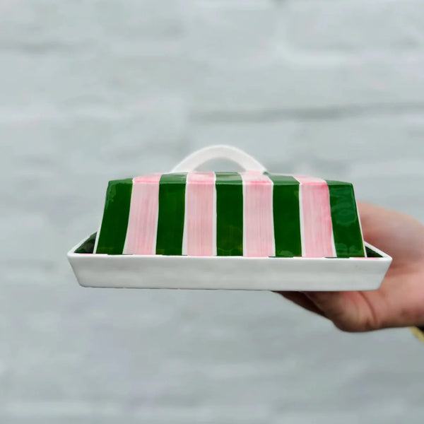 Butter Dish - Pink & Green