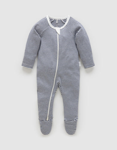 Zip Growsuit - Navy Stripe (Various Sizes)