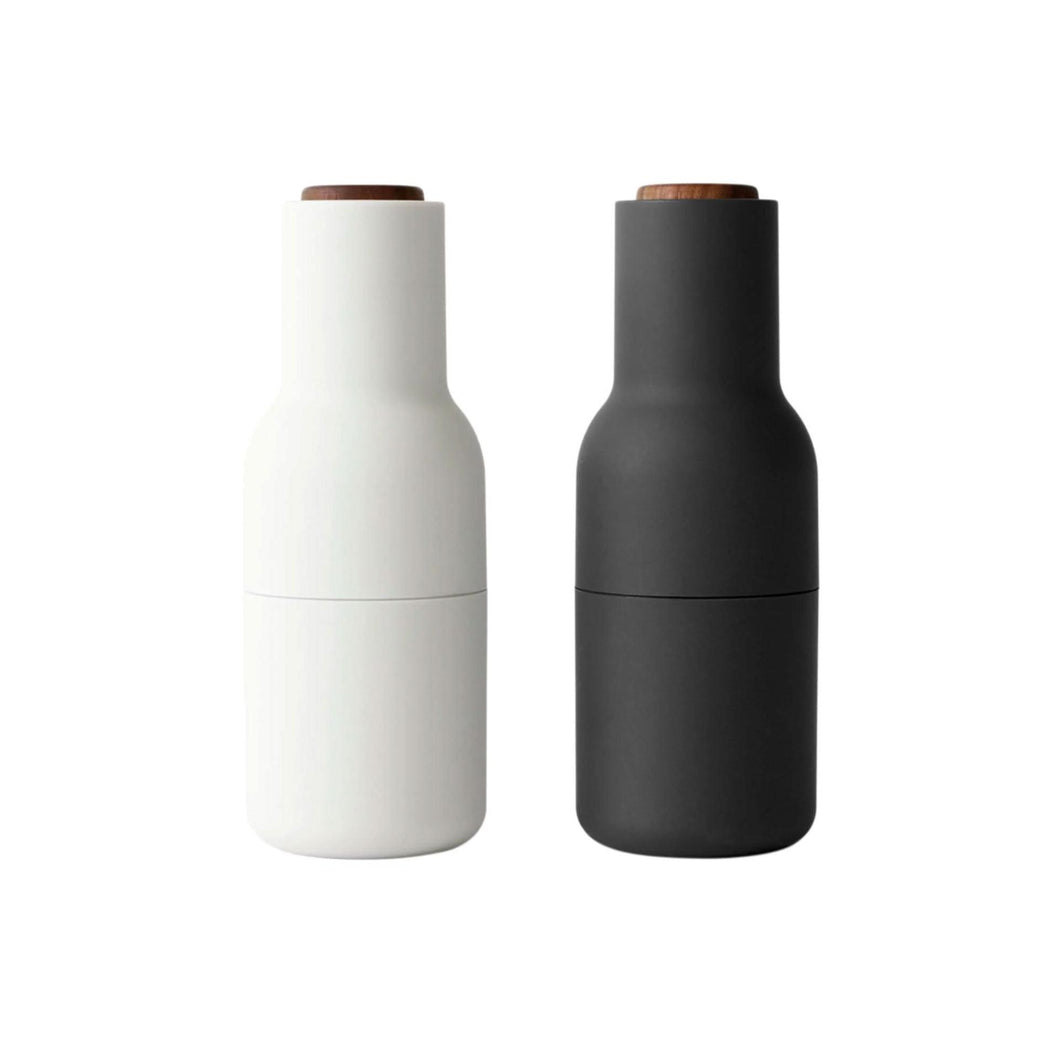 Salt and Pepper Grinders, Ash Carbon + Walnut Lid