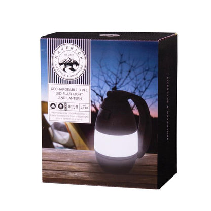 3 in 1 Rechargeable LED Flashlight Lantern Black