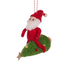 Wool Santa On Tree