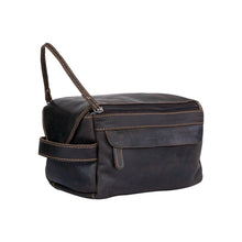 Leather Travel Wash Bag - Darwin Brown