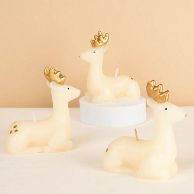 Ivory Reindeer Candle Trio
