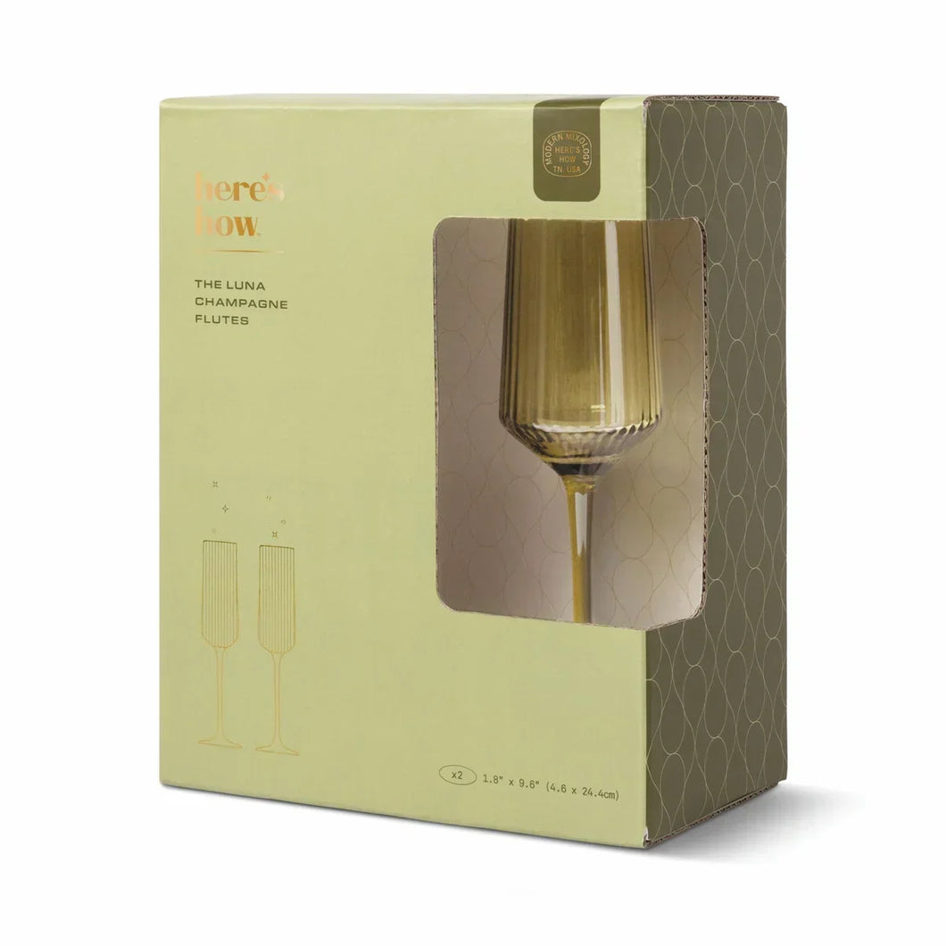 Luna Olive Champagne Flutes