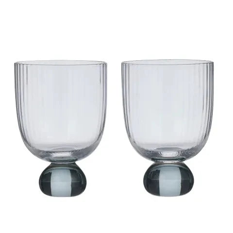 Giselle Set of 2 Seafoam Ribbed Goblet