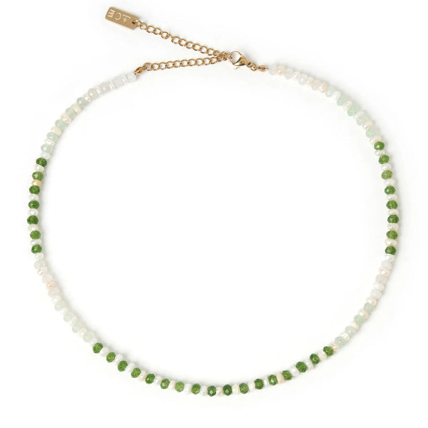 Bloom Pearl and Gemstone Necklace Moss