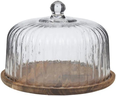 Bosco Glass/Wood Cake Dome 28cm
