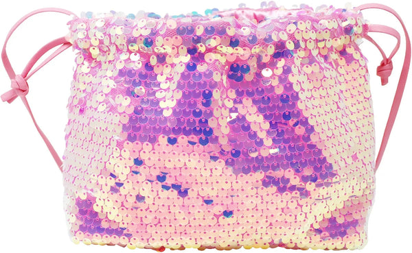 Mermaid Pink Sequin Cross Body Drawstring Bag