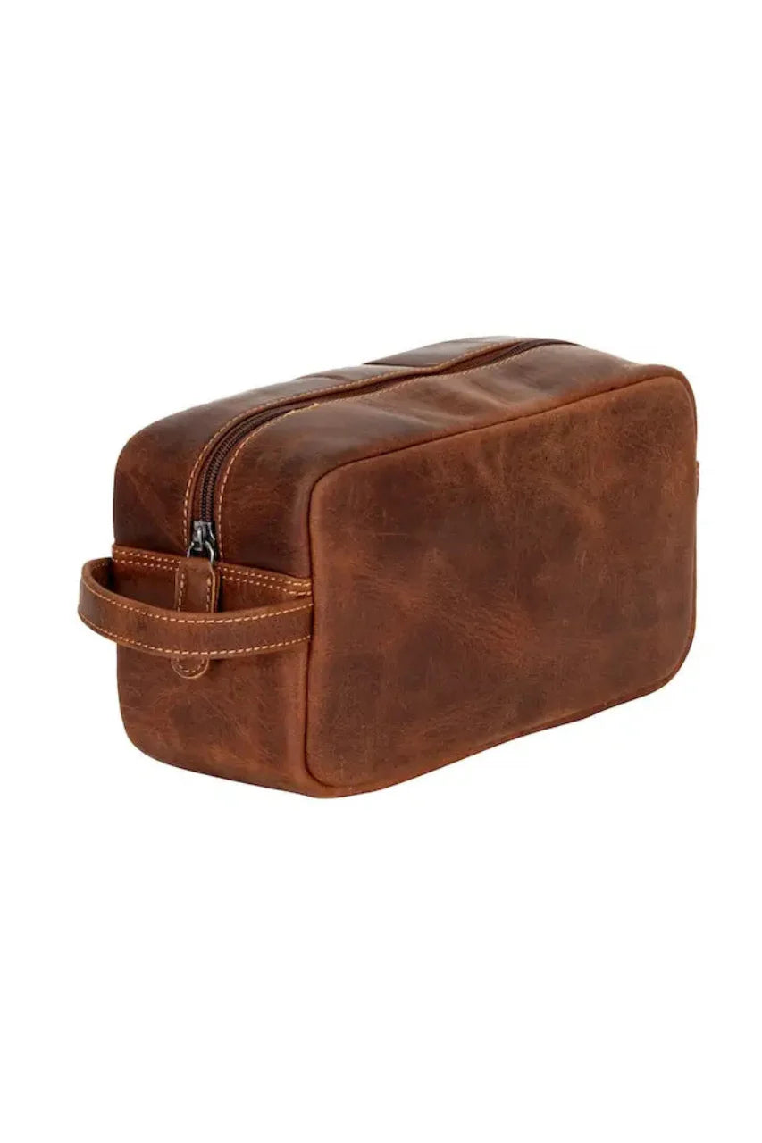 Wildera Leather Orion Toiletry Bag - Sandal