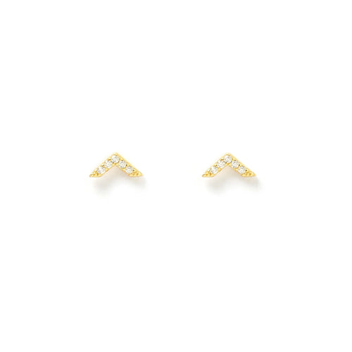 Arrow Gold and Zircon Stud Earrings