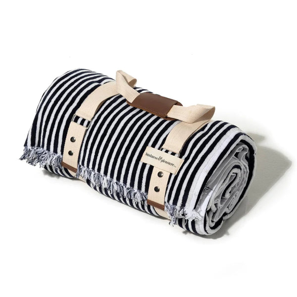 Beach Blanket - Lauren's Navy Stripe