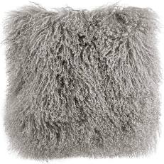 Tibetan Fur Cushion - Grey Snowflake