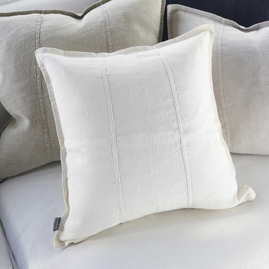 Luca Linen Outdoor Cushion - White Rectangle