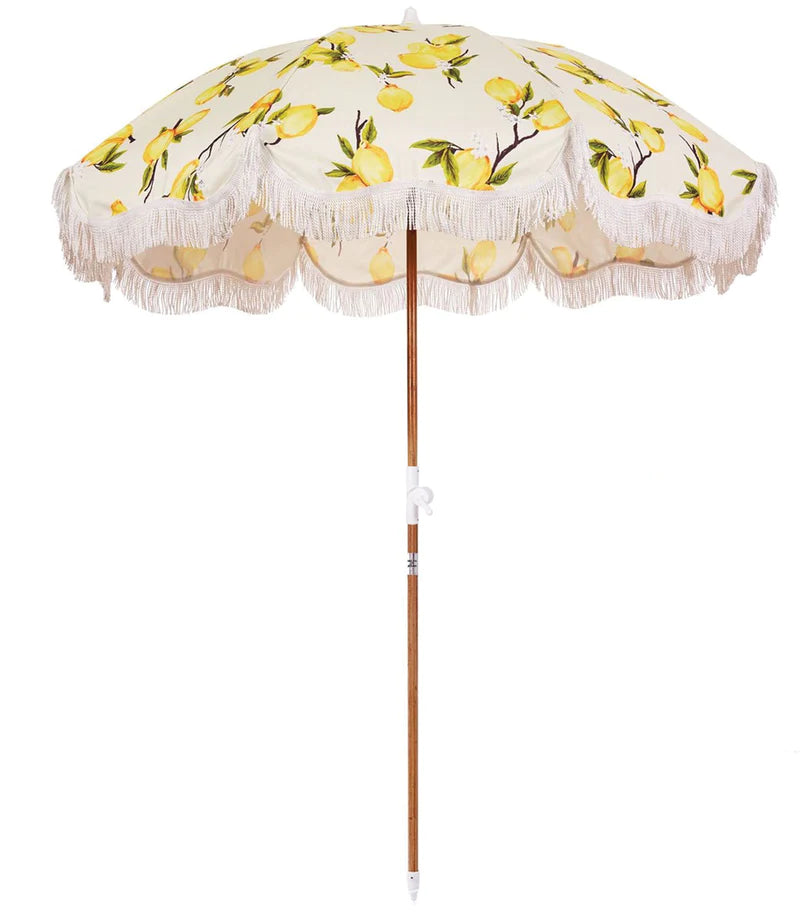 Holiday Vintage Lemons Beach Umbrella