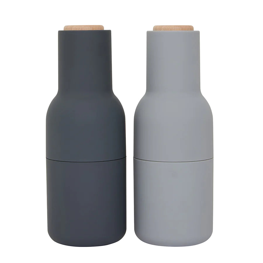 Salt & Pepper Bottle Grinders - Cool Grey, Beech Lid
