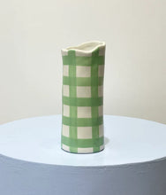 Mint Green Gingham Vase - Small